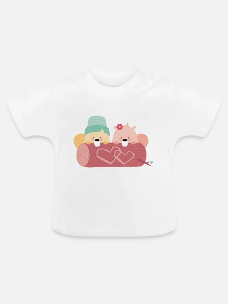 BEAVER DATE - Baby Bio-T-Shirt mit Rundhals - Weiß