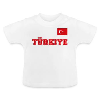 Türkei Trikot Look – TÜRKIYE - Fahne Flagge Brust - Baby Bio-T-Shirt mit Rundhals - Weiß - Vorne