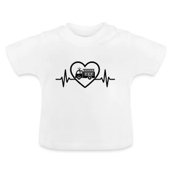 Feuerwehr Feuerwehrauto Herz - Baby Bio-T-Shirt mit Rundhals - Weiß - Vorne