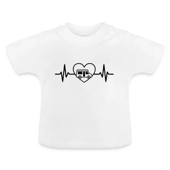 Vanlife Mon cœur m’accompagne - T-shirt bio col rond Bébé - blanc - Devant