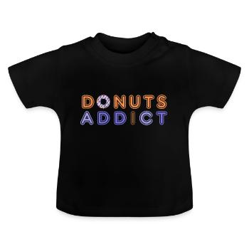 Donuts addict purple choco - Baby Organic T-Shirt with Round Neck - black - Front