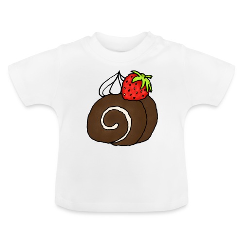 Biskuitrolle Schokolade mit Sahne und Erdbeere - Baby Bio-T-Shirt mit Rundhals