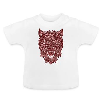 Wolf aus Ornamenten - Baby Bio-T-Shirt mit Rundhals - Weiß - Vorne