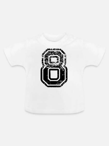 8 - Nummer - Baby Bio-T-Shirt mit Rundhals - Weiß