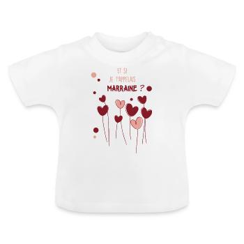 et si je t'appelais marraine ? - T-shirt bio col rond Bébé - blanc - Devant