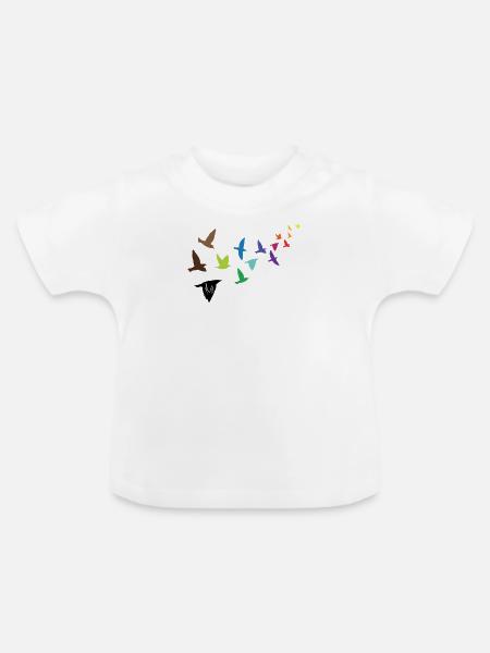 fly away - bunt - Baby Bio-T-Shirt mit Rundhals - Weiß