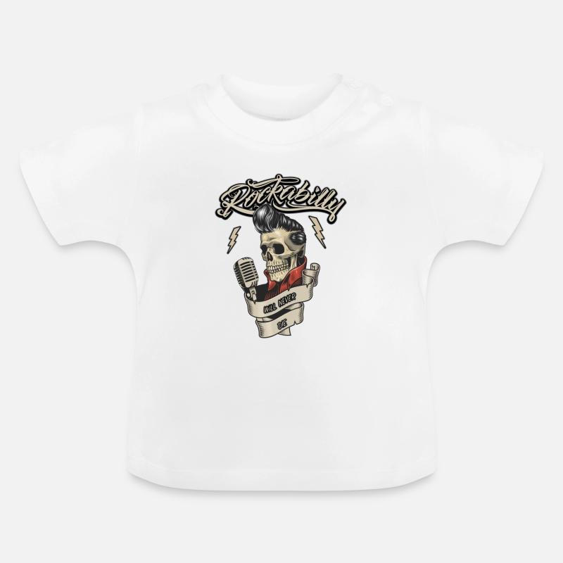 Idée cadeau Rockabilly Hotrod Rock'n Roll - T-shirt bio col rond Bébé - blanc