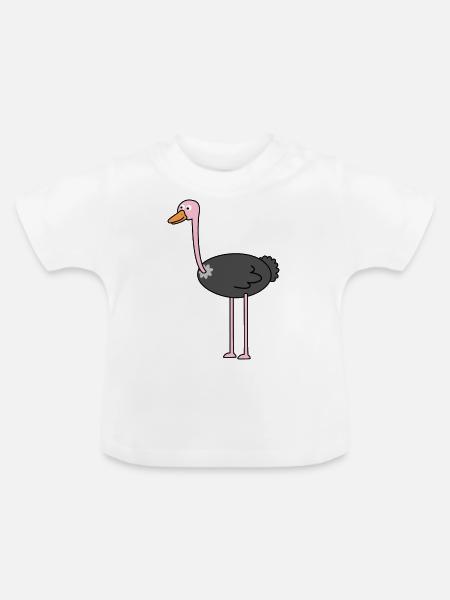 Strauß Vogelstrauß - Baby Bio-T-Shirt mit Rundhals - Weiß