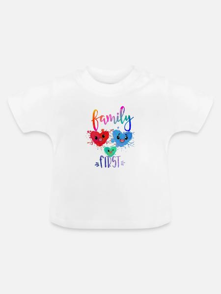 Family First - Baby Bio-T-Shirt mit Rundhals - Weiß