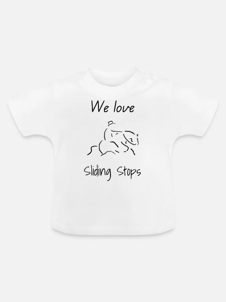 We love Sliding Stops - Baby Bio-T-Shirt mit Rundhals - Weiß