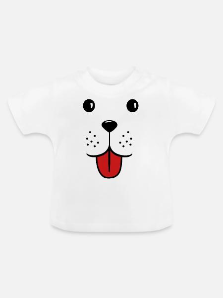 Süßes Gesicht Hundegesicht - Baby Bio-T-Shirt mit Rundhals - Weiß