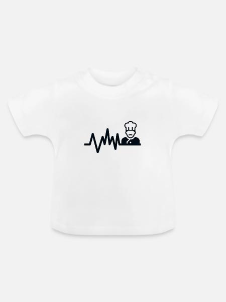 cook heartbeat - Baby Bio-T-Shirt mit Rundhals - Weiß
