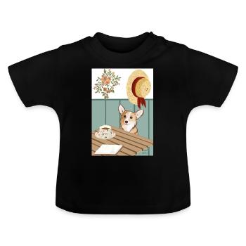 Corgi du printemps - T-shirt bio col rond Bébé - noir - Devant
