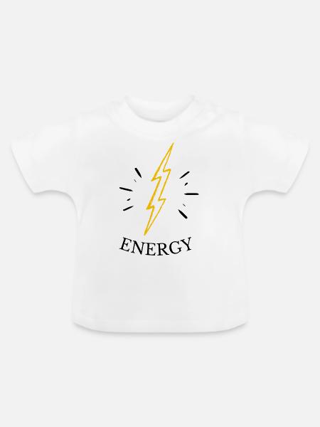 Gelber Blitz Energie - Baby Bio-T-Shirt mit Rundhals - Weiß
