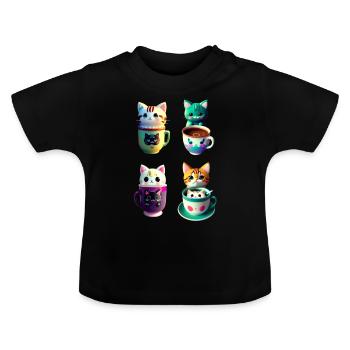 My best friend is kawaii kitty cat coffee - Baby Organic T-Shirt with Round Neck - black - Front