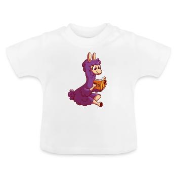 Smudge the llama - Baby Organic T-Shirt with Round Neck - white - Front
