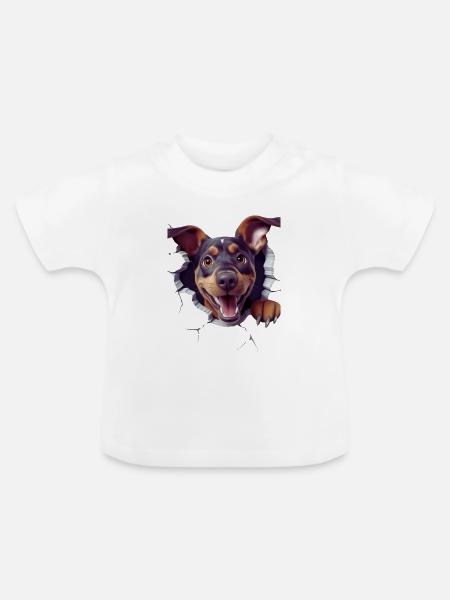 Durchbruch-Wau - Baby Bio-T-Shirt mit Rundhals - Weiß