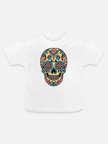 Retro Totenschädel 1 - Baby Bio-T-Shirt mit Rundhals - Weiß