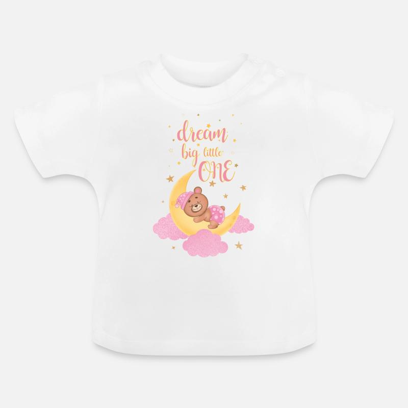 Träumen Sie groß, klein - Baby Bio-T-Shirt mit Rundhals - Weiß