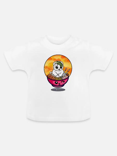 Ramen kitty - Baby Bio-T-Shirt mit Rundhals - Weiß