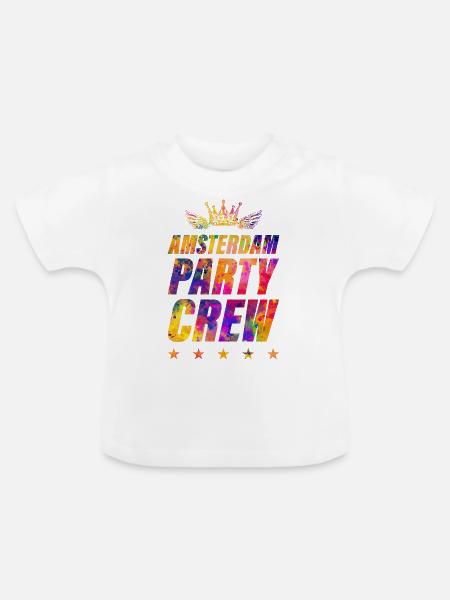 Amsterdam Party Crew - Baby Bio-T-Shirt mit Rundhals - Weiß