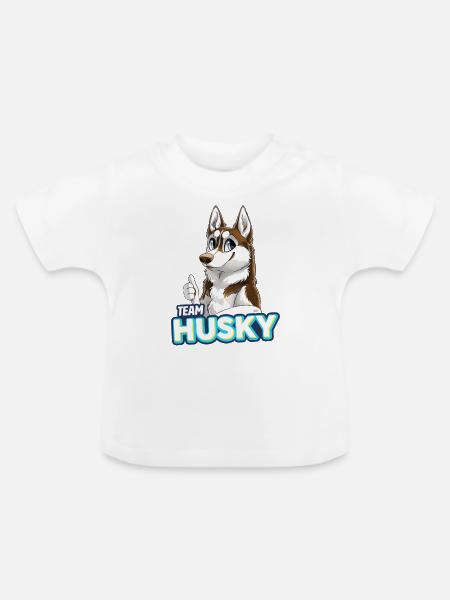 TEAM Husky - Rot - Baby Bio-T-Shirt mit Rundhals - Weiß