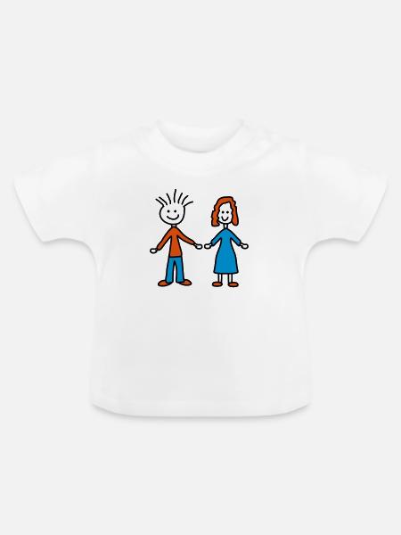 Paar - Baby Bio-T-Shirt mit Rundhals - Weiß