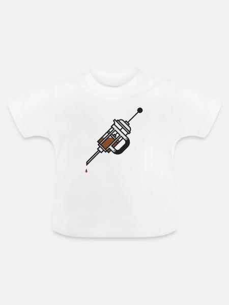 Kaffee Kaffee Kaffee - Baby Bio-T-Shirt mit Rundhals - Weiß