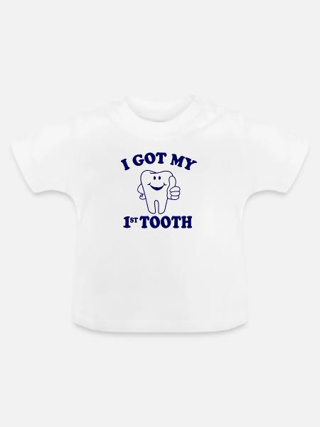 first tooth - Baby Bio-T-Shirt mit Rundhals - Weiß