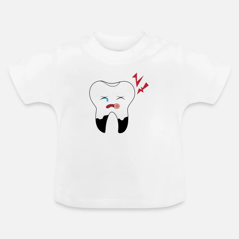 Cadeau drôle de mal de dents pour dentiste - T-shirt bio col rond Bébé - blanc