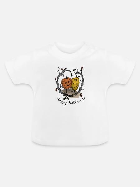 Kürbisse Happy Halloween - Baby Bio-T-Shirt mit Rundhals - Weiß