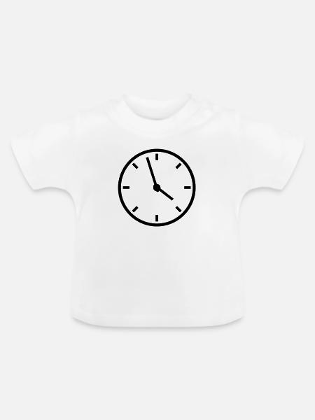 uhr_f1 - Baby Bio-T-Shirt mit Rundhals - Weiß