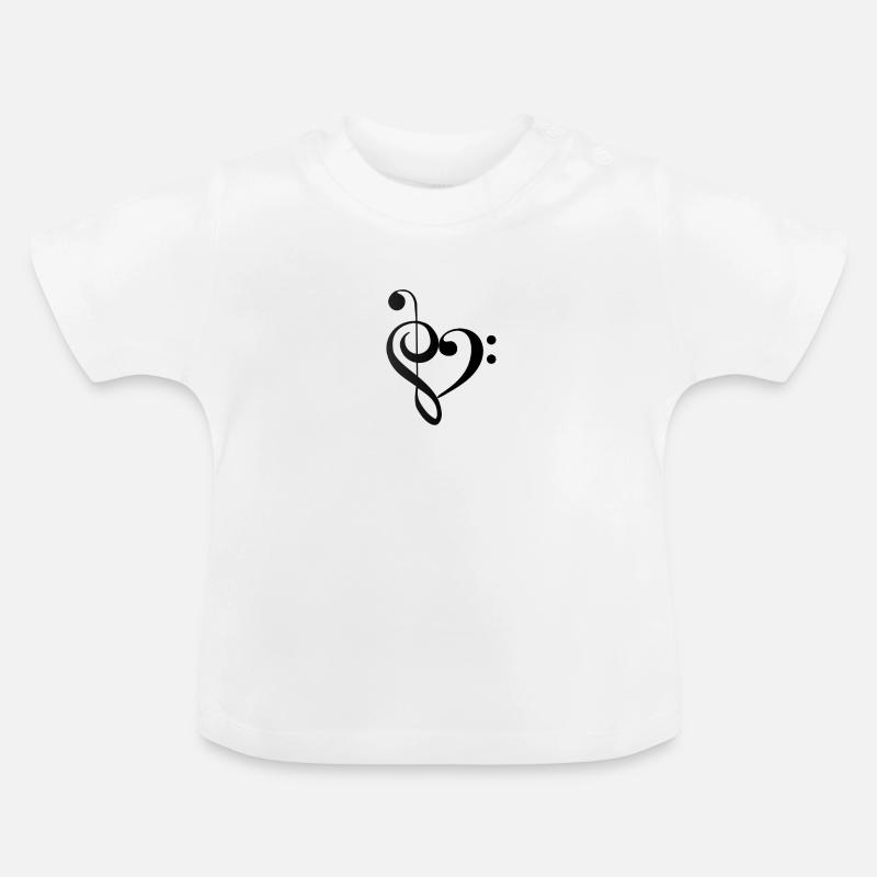 Heart Music Clef Basse Clef - T-shirt bio col rond Bébé - blanc