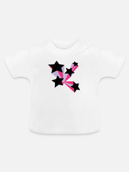 Sterne 3D - Baby Bio-T-Shirt mit Rundhals - Weiß