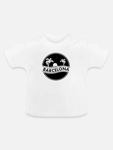 Barcelona - Baby Bio-T-Shirt mit Rundhals - Weiß