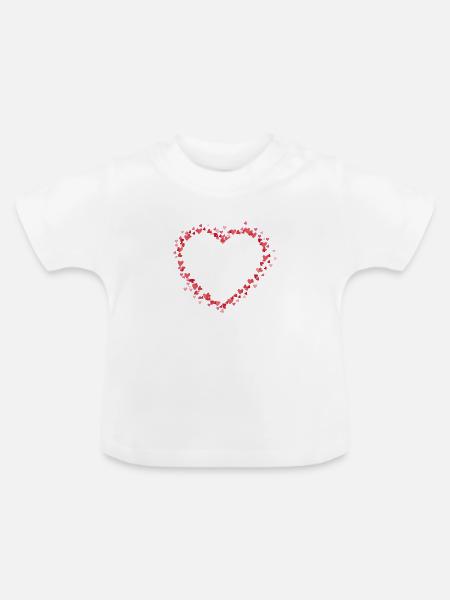 Personalisierbar kleine Herzen - Baby Bio-T-Shirt mit Rundhals - Weiß