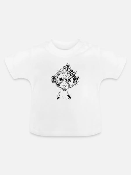 Affen - Baby Bio-T-Shirt mit Rundhals - Weiß