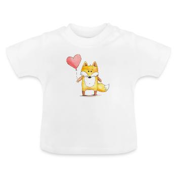 Fox motif cute HEART - iZart - Baby Organic T-Shirt with Round Neck - white - Front
