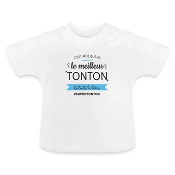 Meilleur Tonton de Toute la Terre - T-shirt bio col rond Bébé - blanc - Devant