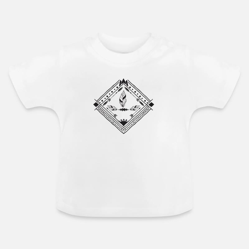 Style boho plume et flèches - T-shirt bio col rond Bébé - blanc
