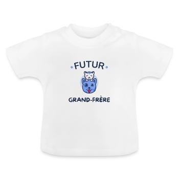 Futur grand frère - annonce futur grand frère - T-shirt bio col rond Bébé - blanc - Devant