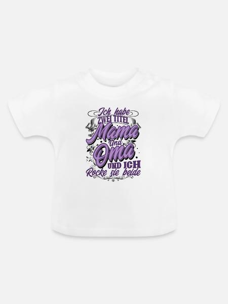 Mama Oma - Baby Bio-T-Shirt mit Rundhals - Weiß