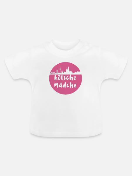 Köln, skyline,scherenschnitt,pink,kölsche mädche - Baby Bio-T-Shirt mit Rundhals - Weiß