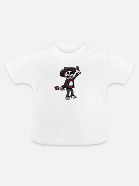 Mariachi Skelett - Baby Bio-T-Shirt mit Rundhals - Weiß