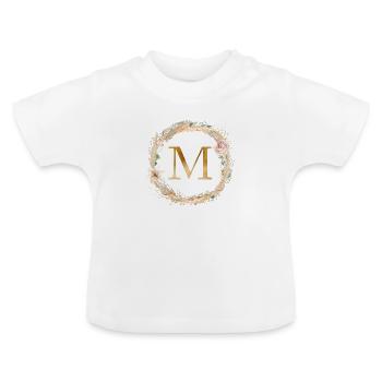 Personalisierbar Monogramm Watercolour Floral M - Baby Bio-T-Shirt mit Rundhals - Weiß - Vorne
