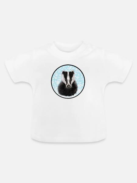 Badger/Dachs im Schnee - Baby Bio-T-Shirt mit Rundhals - Weiß