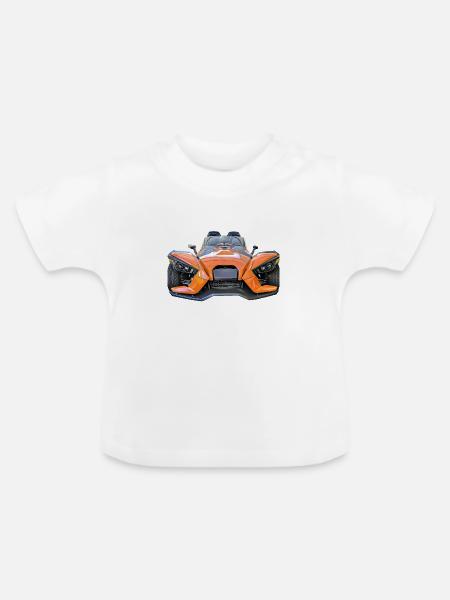 Funcar orange - Baby Bio-T-Shirt mit Rundhals - Weiß