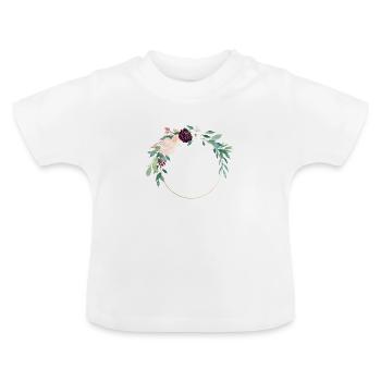 Fleurs de Pêche Bordeaux Couronne personnalisable - T-shirt bio col rond Bébé - blanc - Devant