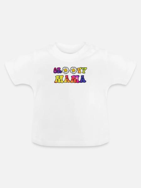 Groovy Mama Matching Gift - Baby Bio-T-Shirt mit Rundhals - Weiß