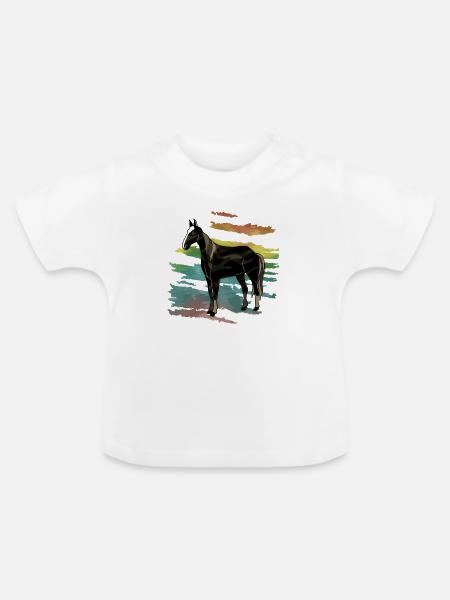 Pferd - Baby Bio-T-Shirt mit Rundhals - Weiß